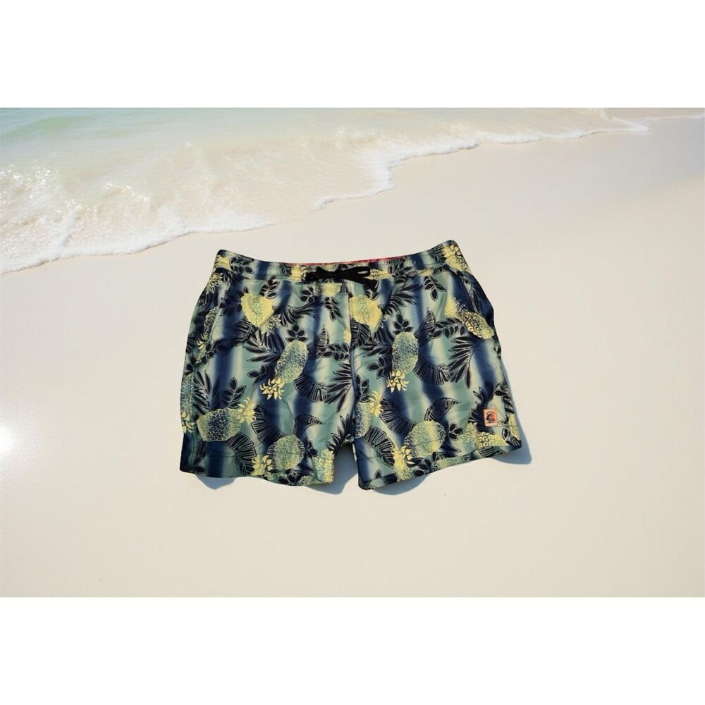 Tommy Bahama Nylon Hawaiian Pineapple Print Swim Trunks Board Shorts Size XL